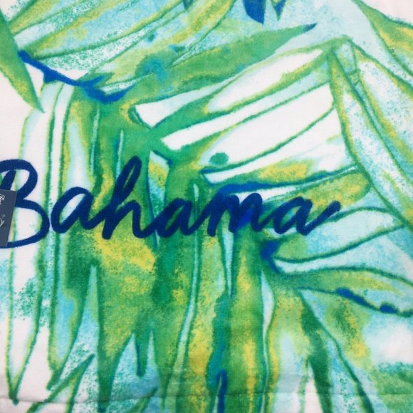 Tommy Bahama Palm Fronds Beach Towel Watercolor Blue Green Tropical Leaf 36x68 - Picture 3 of 10